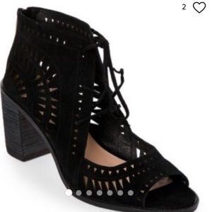Vince Camuto Black Tarita Laser Cut Leather Heel